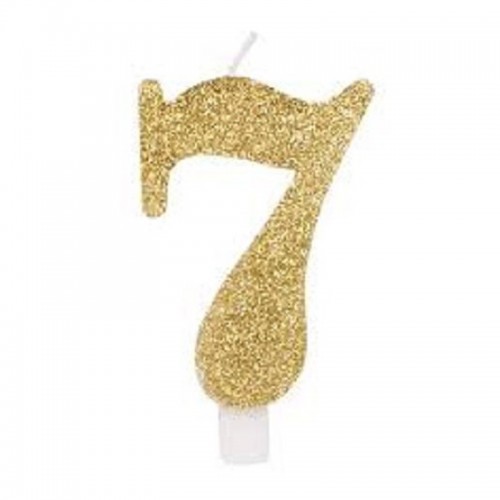 Vela Número 7 Glitter Ouro